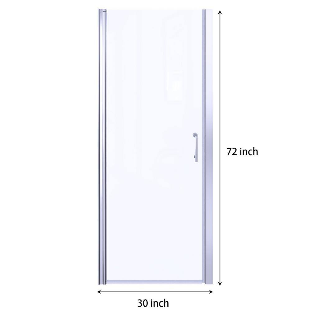 Chrome Semi-Frameless Pivot Shower Door with Clear Glass