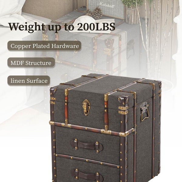 FUIN Vintage 2-Drawer Linen Storage Chest of Drawers Z03087 - The