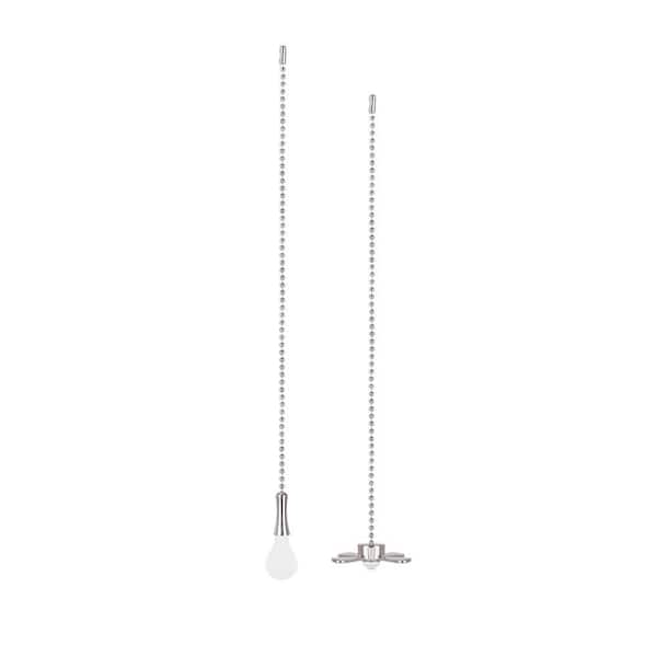 12 in. Brushed Nickel Bulb and Fan Metal Knob Pull Chain (2-Pack)