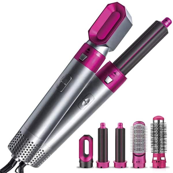 Aoibox 5 in.-1 Curling Wand Hair Dryer Set Professional Hair Curling Iron for Multiple Hair Types and Styles, Fuchsia