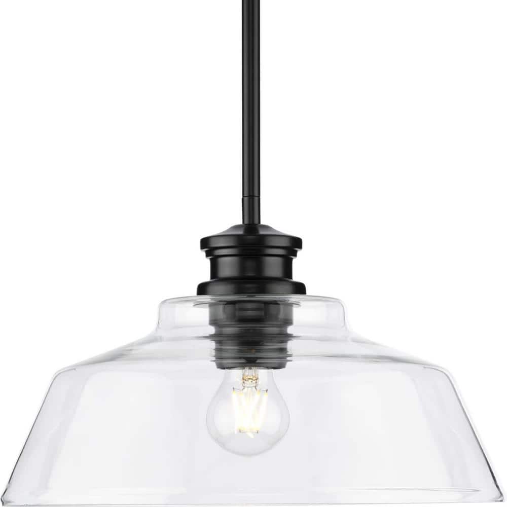 Matte Black Glass Dome Pendant Light with Nickel Accents