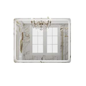 27.3 in. W x 35.1 in. H Rectangular Metal Framed Wall-Mounted Bathroom Vanity Mirror in Silver with Smart Touch Button