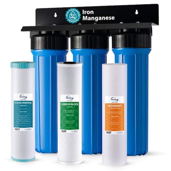 3-Stage Whole House Water Filter System, Reduces Iron, Manganese, Chlorine, Sediment, Taste, and Odor
