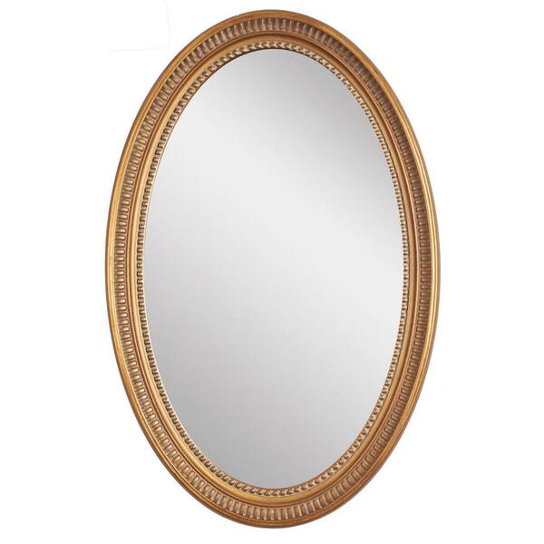 Unbranded Tivoli 22 in. x 34 in. Antique Gold Oval Framed Wall Mirror