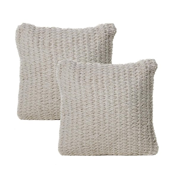 Noble House Dervilla Ivory Geometric Polyester 17 in. x 17 in. Throw Pillow (Set of 2)
