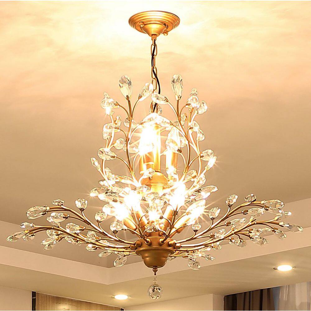 8-Light Gold Vintage Dimmable Empire Chandelier for Kitchen Island Living Room Bedroom with No Bulbs Included price history on PriceWatchPro