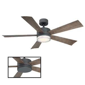 Wynd 52 in. LED Indoor/Outdoor Graphite 5-Blade Smart Ceiling Fan with 3000K Light Kit and Remote