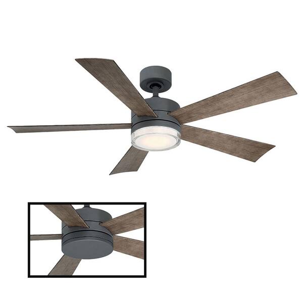 Modern Forms Wynd 52 in. LED Indoor/Outdoor Graphite 5-Blade Smart Ceiling Fan with 3000K Light Kit and Remote