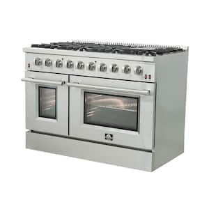 48 in. 6.58 cu. ft. Capacity Professional Freestanding Double Oven Gas Range with 8 Italian Burners in Stainless Steel