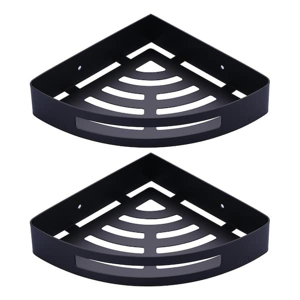 Stainless Steel Corner Shower Caddy, Triangular Shower Basket with Concealed Hardware in Matte Black (2-Packs)