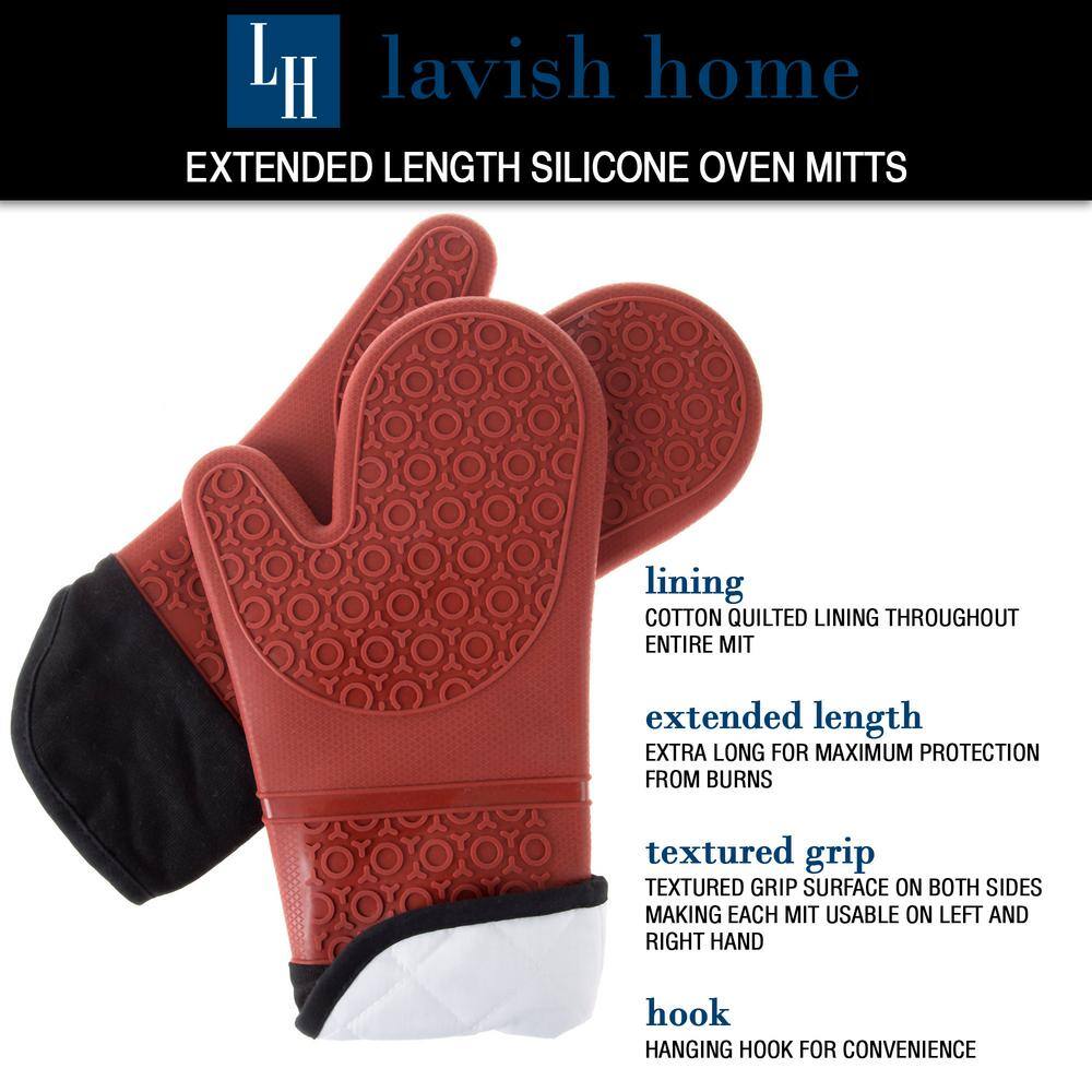 Silicone Black Oven Mitts with Quilted Lining (2-Pack) - thumbnail 3
