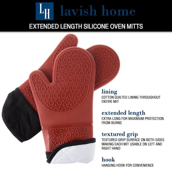  Oven Mitts, Premium Heat Resistant Kitchen Gloves Cotton &  Polyester Quilted Oversized Mittens, 1 Pair Pink : Home & Kitchen
