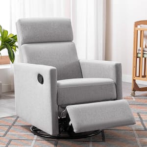 Gray Linen Upholstered Arm Chair/Rocker Nursery Chair Set of 1, Modern Swivel Chair, 3 Positions
