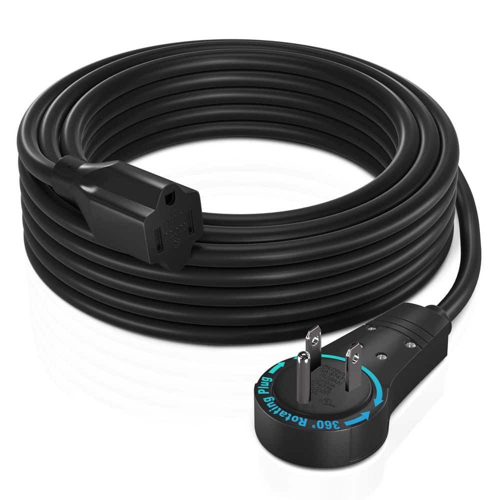 15 ft. 16/3 Light Duty Indoor Extension Cord with 360-Degree Rotating Flat Plug 13 Amp, Black price history on PriceWatchPro