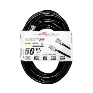 50 ft. 10-Gauge/3 Conductors SJTW Indoor/Outdoor Extension Cord with Lighted End Black (1-Pack)