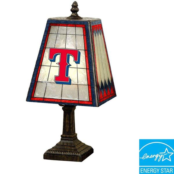 The Memory Company MLB 14 in. Texas Rangers Art Glass Table Lamp-DISCONTINUED