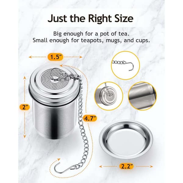 Stainless Steel Tea Infuser with Extra Fine Mesh, Extended Chain Hook for Tea, Brew Tea, Spices and Seasonings (2-Pack)