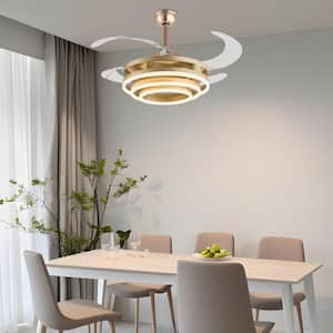 42 in. Integrated LED Indoor Gold Modern Ceiling Fan with Light Kit and Remote