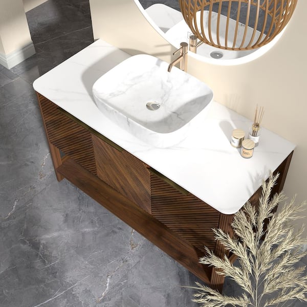 Yingze 48 in. Freestanding Single Sink Walnut Bath Vanity with