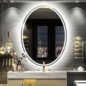 30 in. W x 40 in. H Oval Frameless Backlit LED Anti-Fog Wall Bathroom Vanity Mirror in Tempered Glass