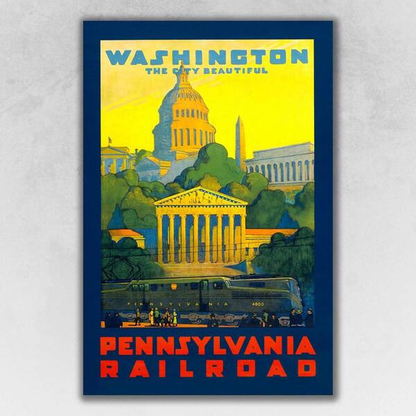 HomeRoots Charlie Washington DC Vintage Travel by Grif Teller Unframed Art Print 18 in. x 12 in.