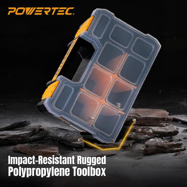 POWERTEC Small Parts Organizer &Tool Box, 10 Compartments