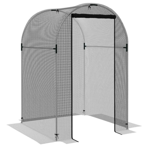 Otryad 4 ft. x 4 ft. Greenhouse Crop Cage, Plant Protection Tent with Zippered Door and Steel Frame, Cage Netting Cover-Black