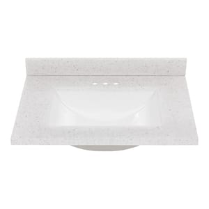 31 in. W x 22 in. D Engineered Stone Composite White Rectangular Undermount Single Sink Vanity Top in Starry Sky