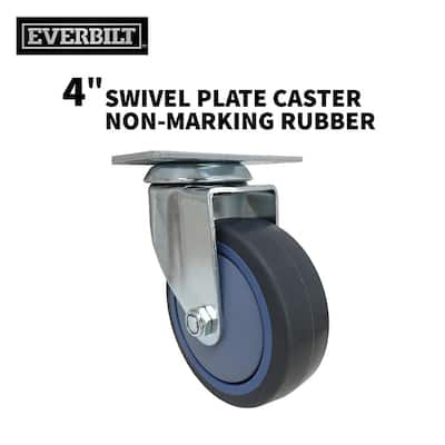 Everbilt 4 in. Gray Rubber Like TPR and Steel Swivel Plate Caster with 250 lb. Load Rating