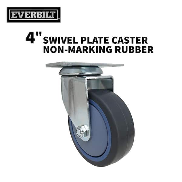 Everbilt 4 in. Gray Rubber Like TPR and Steel Swivel Plate Caster with 250 lb. Load Rating