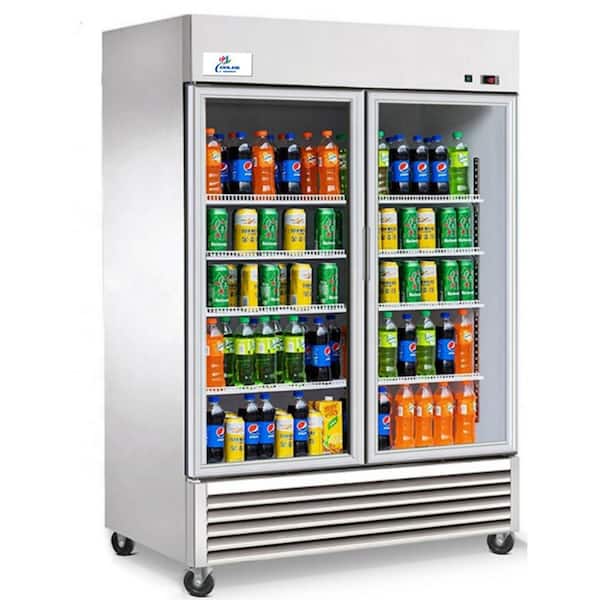 55 in. 47 cu. ft. NSF Commercial 2-Glass Door Reach In Display Refrigerator in Stainless Steel