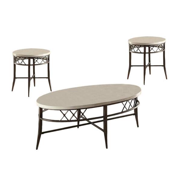 HomeRoots Amelia 48 in White Coffee And End Table Set (Set of 3)