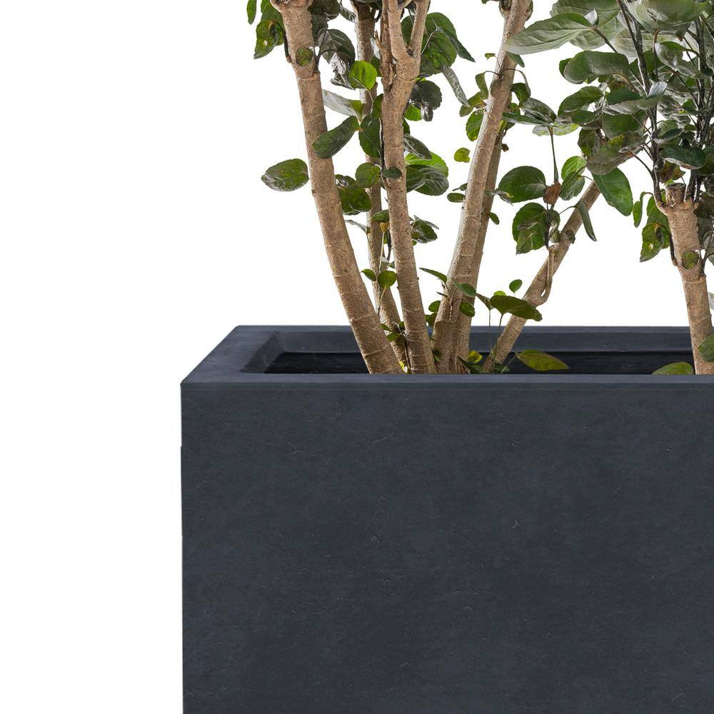 Charcoal Rectangular Lightweight Concrete Planter with Drainage Hole