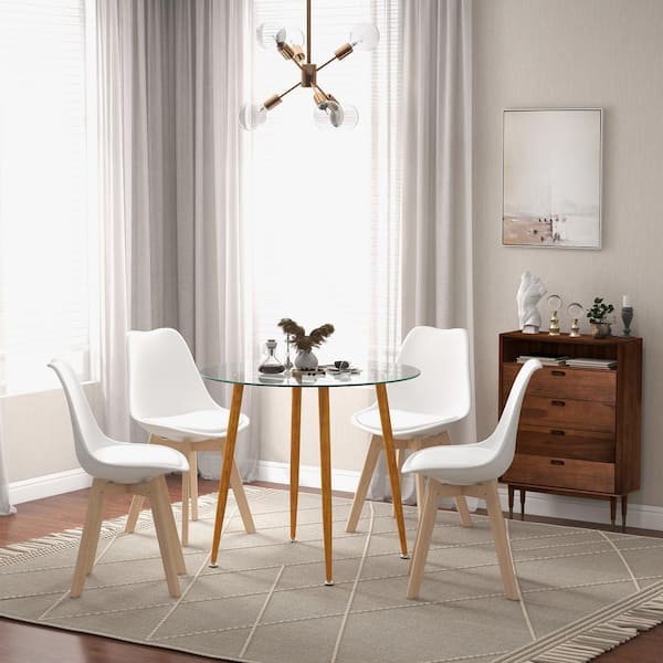 Plate Mat Small Dining Table Set for 4 Modern round Dinner Table