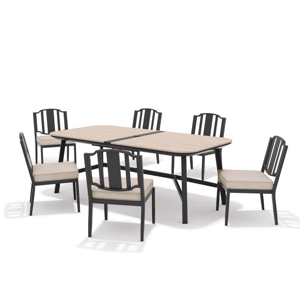 Brandon 7-Piece Aluminum Outdoor Dining Set with Cushions and Armless Dining Chairs price history on PriceWatchPro