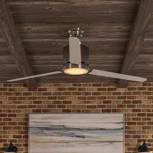 Railey 60 in. LED Indoor Brushed Nickel Ceiling Fan with Light Kit and Remote Control