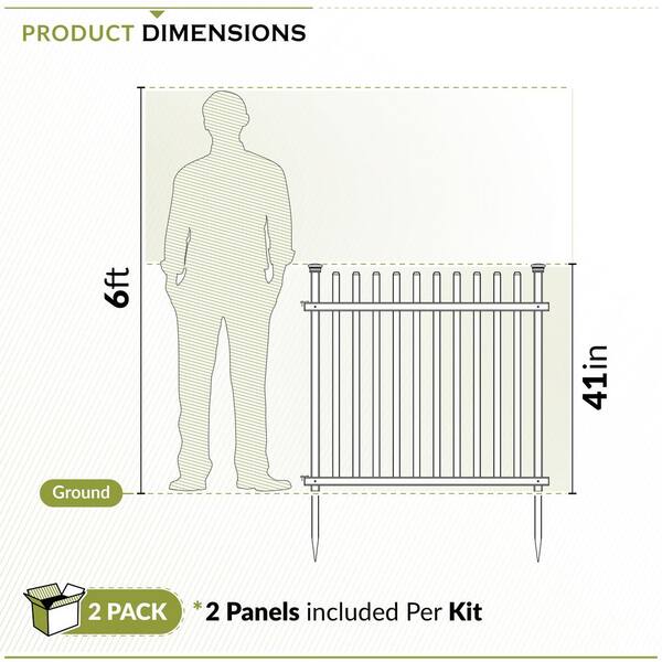 Zippity Outdoor Products 3.4 ft. x 3.7 ft. Burbank No-Dig Vinyl Garden Picket Fence Panel (2-Pack)