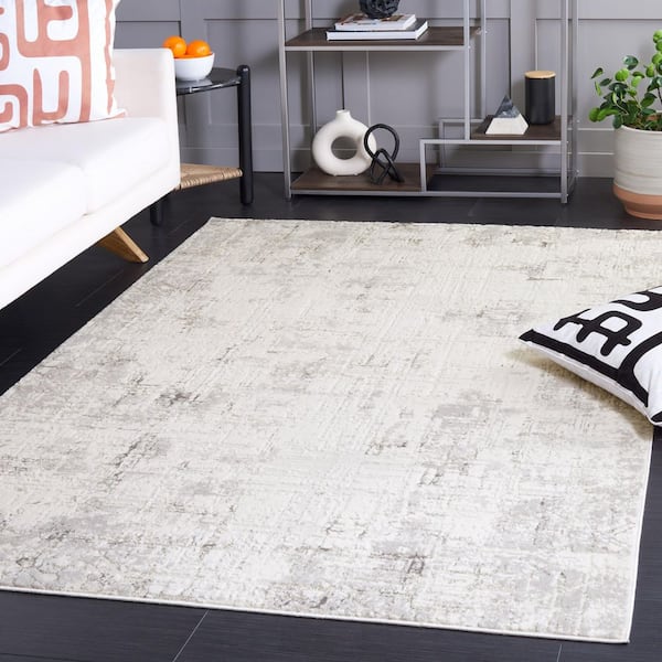 Hanna Ivory Gray/Dark Gray 8 ft. x 10 ft. Distressed Modern Area Rug