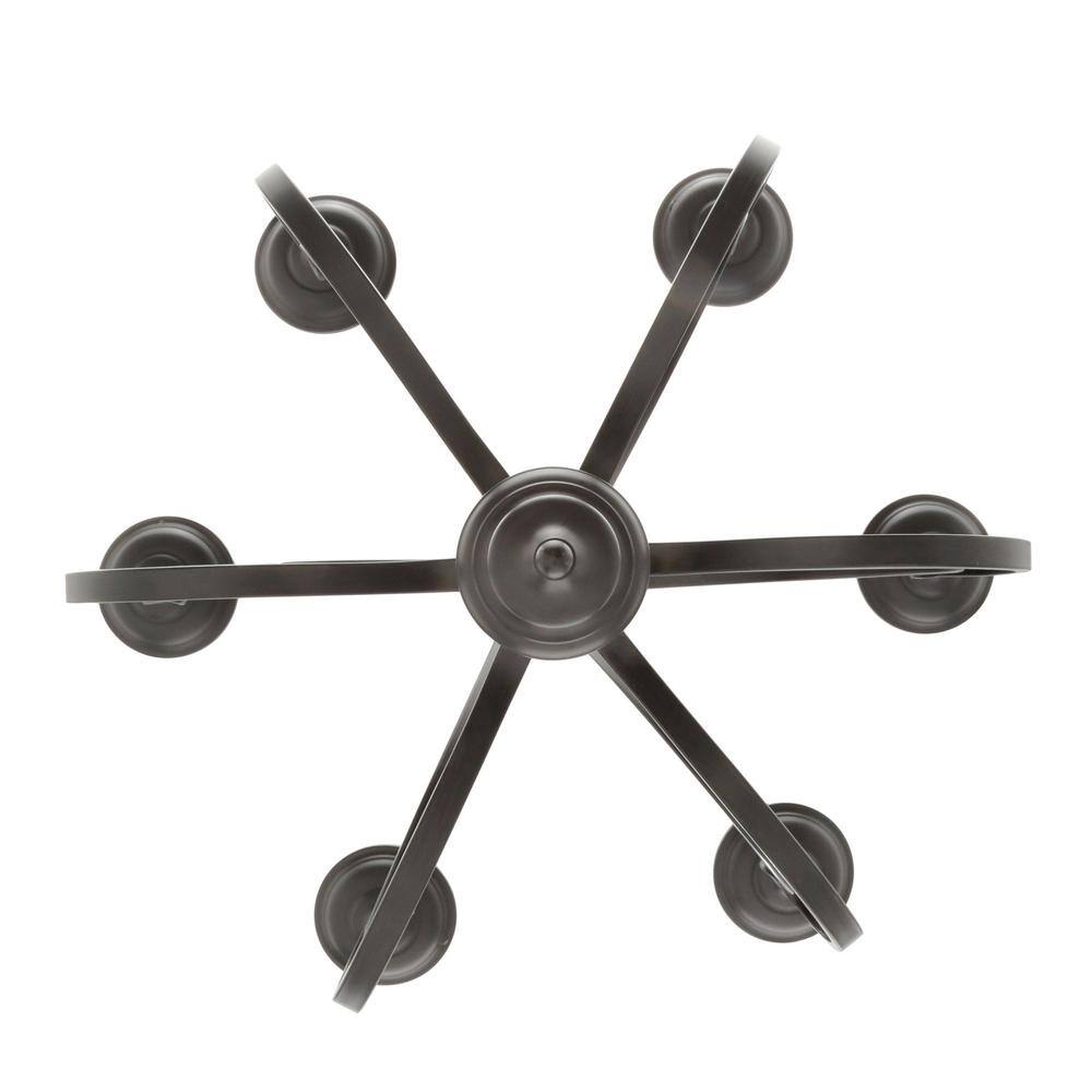 Black Iron 6-Light Candelabra Chandelier with Adjustable Chain
