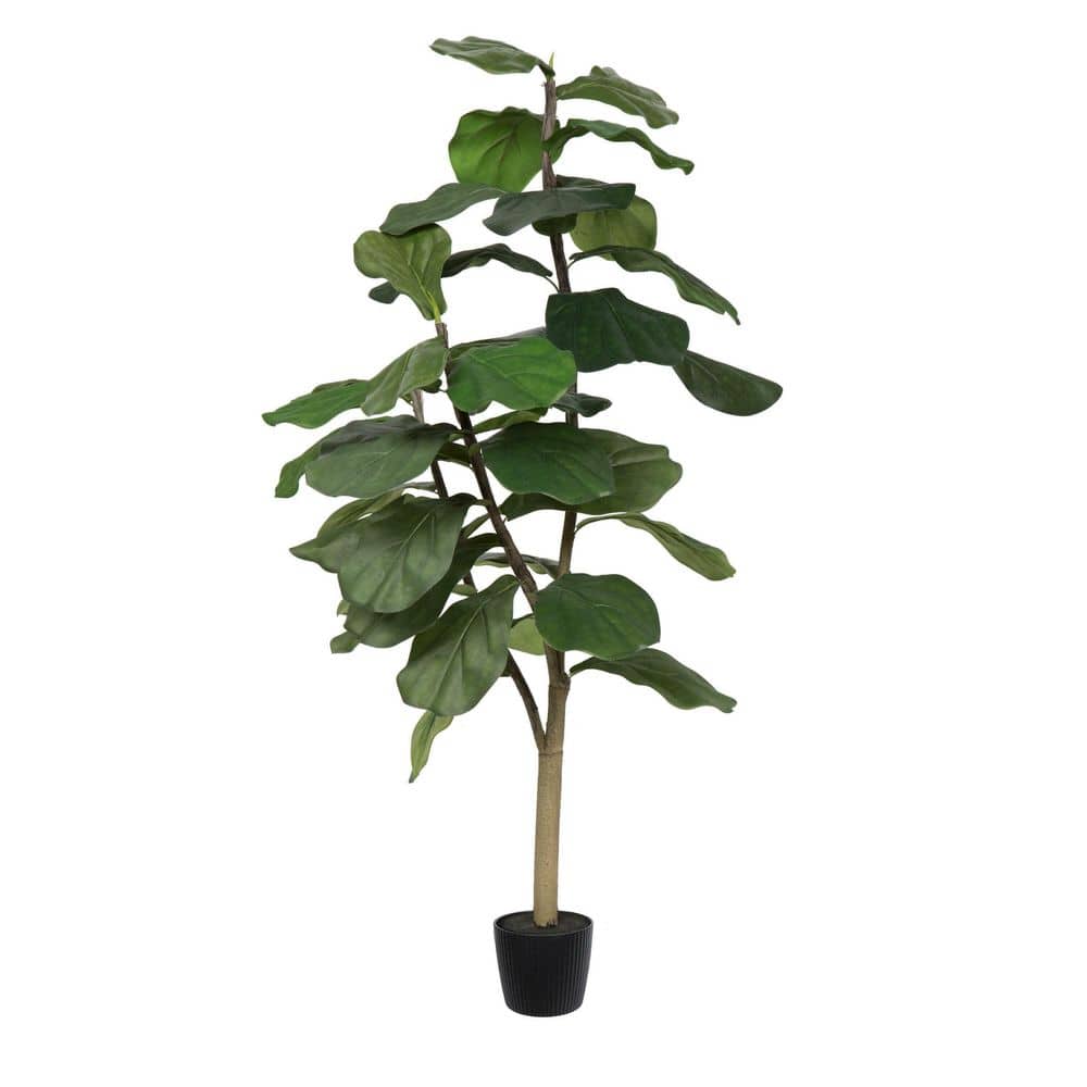 Vickerman 4 ft. Green Artificial Fiddle Leaf Everyday Tree in Pot TB180248 The Home Depot