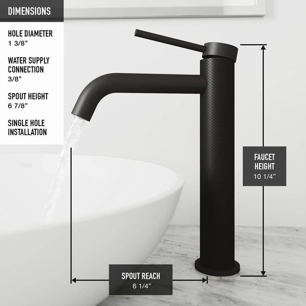 Lexington 10'' Carbon Fiber and Matte Black Bathroom Vessel Faucet
