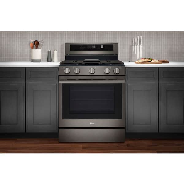 LG 30 in. 5 Burners Freestanding Gas Range in Black Stainless