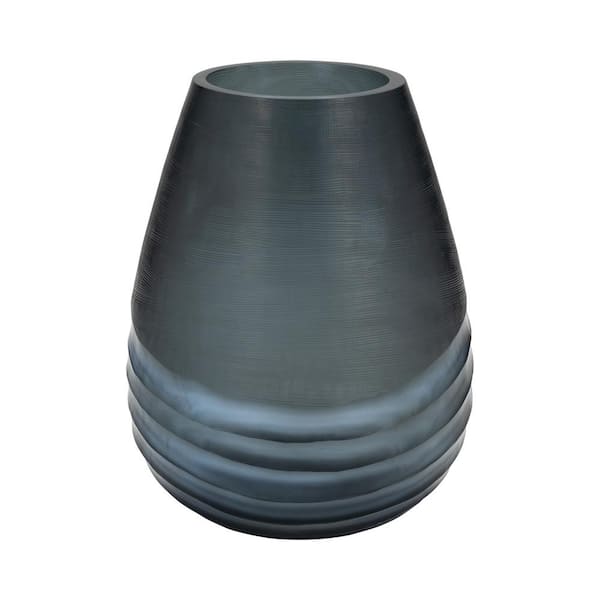 Liv & Skye 10 in. Blue Glass Round Decorative Vase