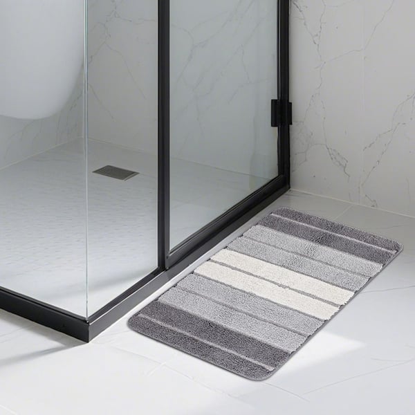 Bath Mat for Bathroom 19.6 in. x 31.5 in. Microfiber Bath Mat Absorbent Quick Dry Bathroom Rug for Shower Floor, Gray