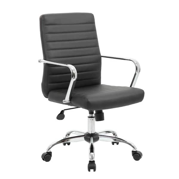 BOSS Office Products Black Contemporary Desk Chair with Chrome Arms