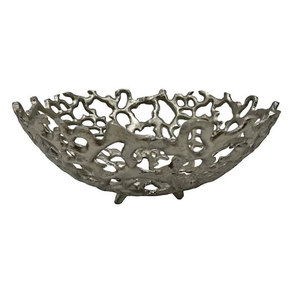 castellousa 12 in. Modern Decorative Aluminum Bowl in Nickel