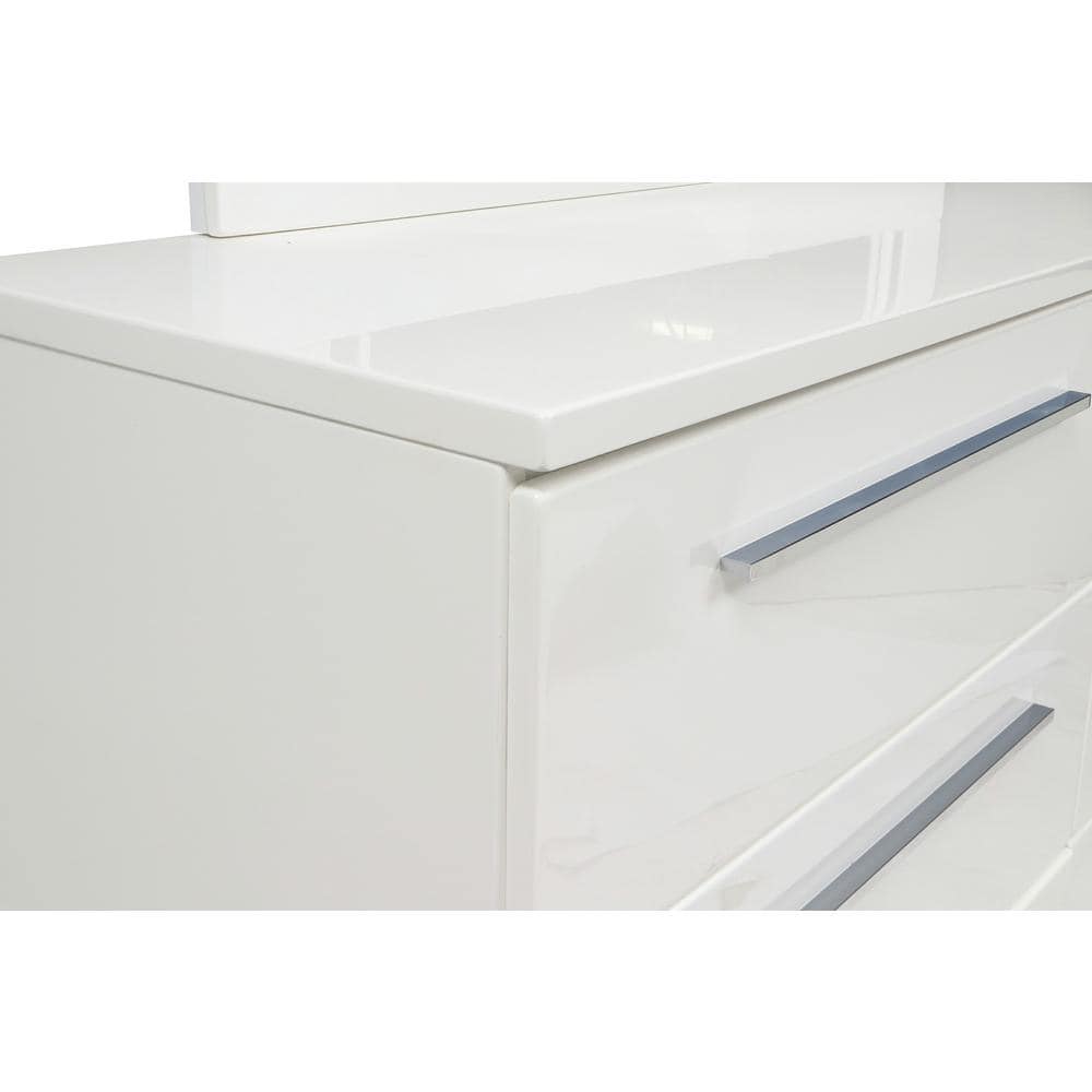 Sapphire 63" White Wood 6-Drawer Dresser
