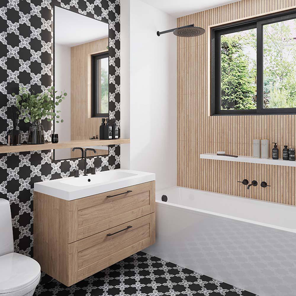 Siena 5.35'' Matte Gray and White Ceramic Cross Tile