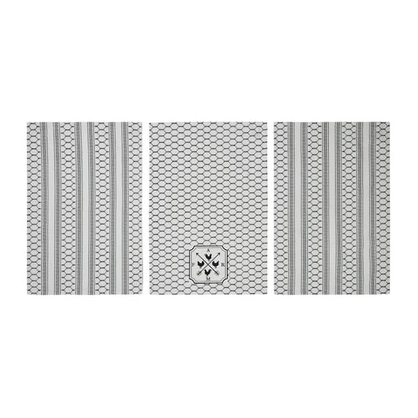 VHC Brands Down Home Soft White Country Black Graphic FARM Cotton Kitchen Tea Towel Set (Set of 3)