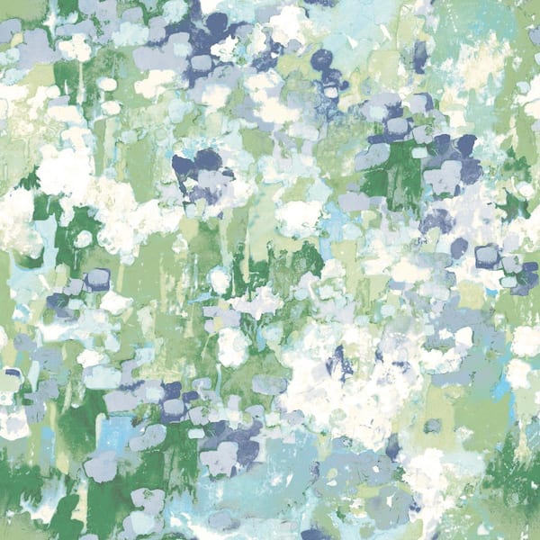 Waverly Blue Abstract Garden Matte Finish Peel and Stick Vinyl Wallpaper
